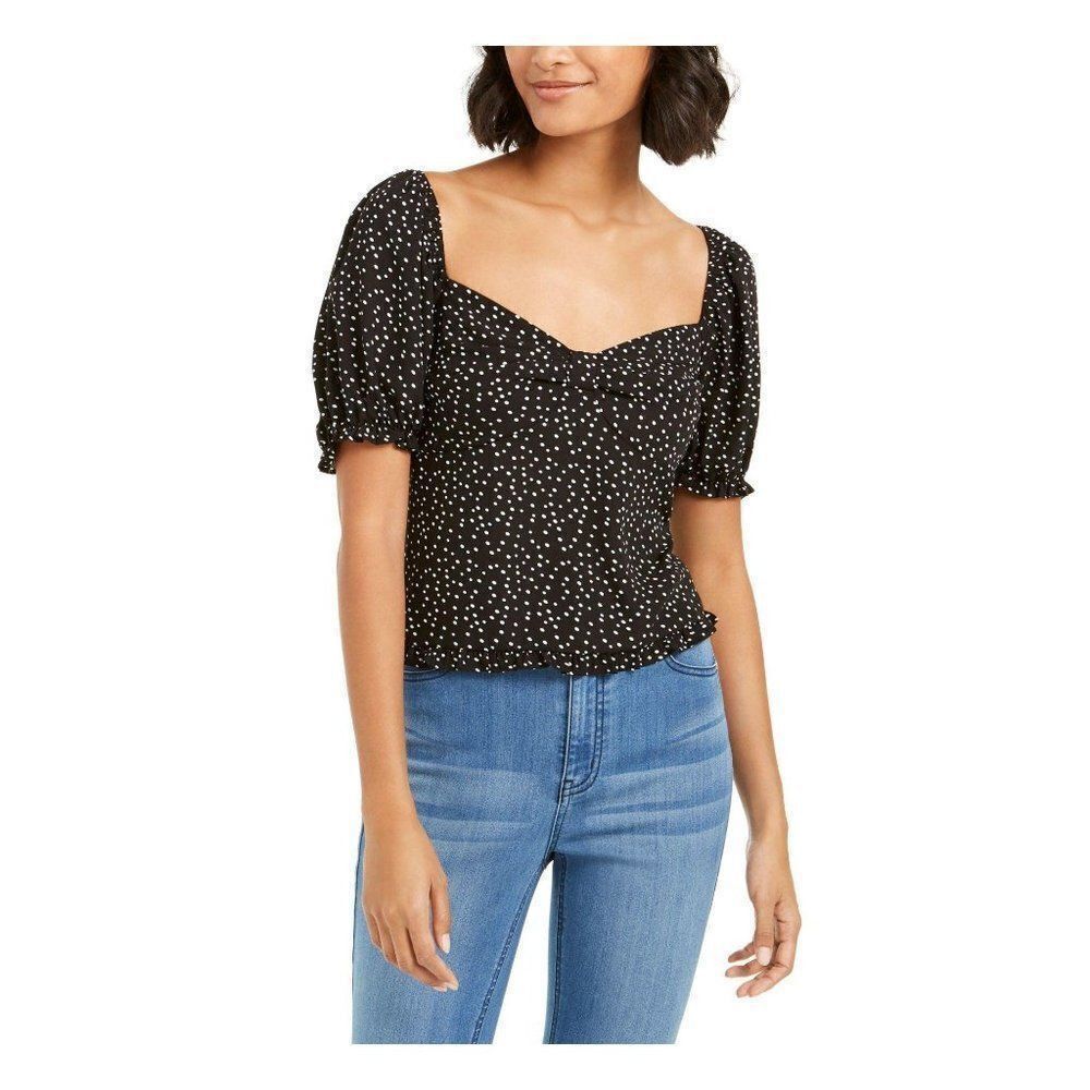 Ash & Violet Polka Dot Queen Anne Neckline Blouse